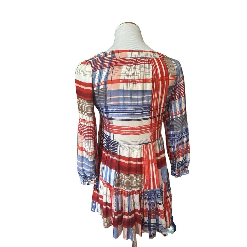Maeve Anthropologie Plaid Tiered Flowy Blouse / Size X Small Western Boho Artsy - Picture 3 of 6